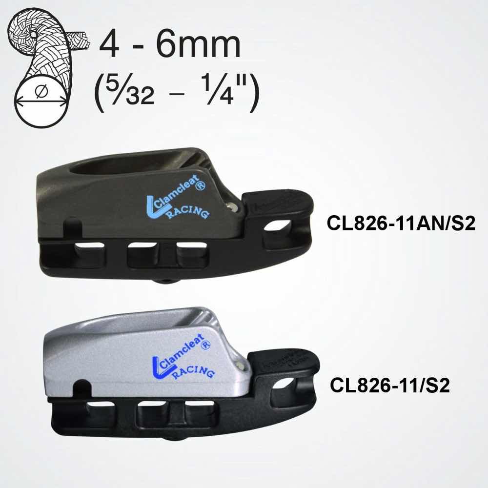 Clamcleat CL826-11/S2 Aero Base With CL211 MK2 Rope Cleat for 4-6mm Lines (copy)
