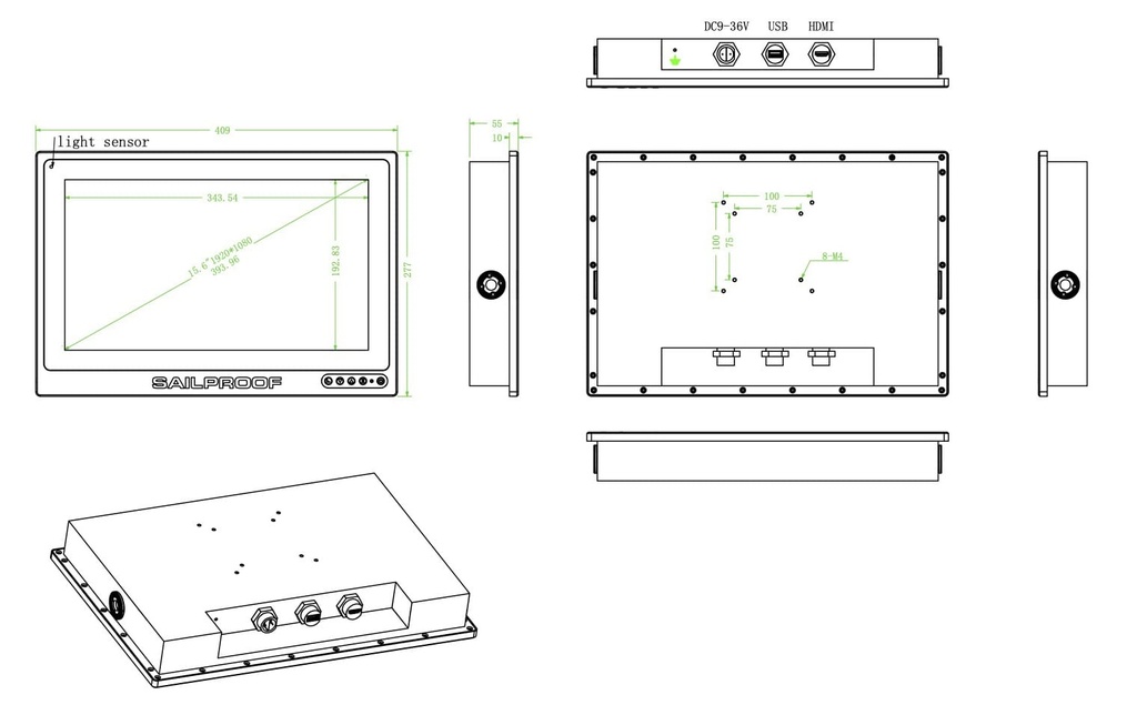 SailProof Marine Display 15" - IP65 Waterproof Touchscreen