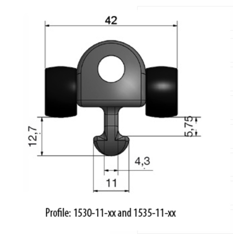 Rutgerson BS slider with M10 thread Standard 11mm