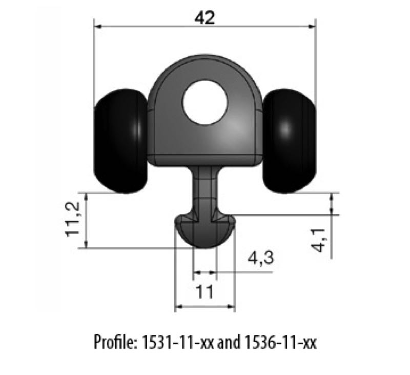 Rutgerson BS slider with M10 thread Big Wheel 11mm