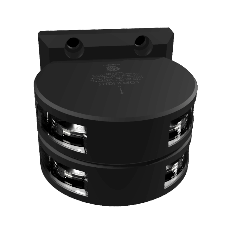 Lopolight 3nm 225° luz de tope, doble w/cable de 0,7 metros, negro, base PE