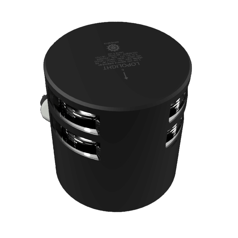 Lopolight 3nm 225° luz de tope, doble w/cable de 0,7 metros, negro, base PE