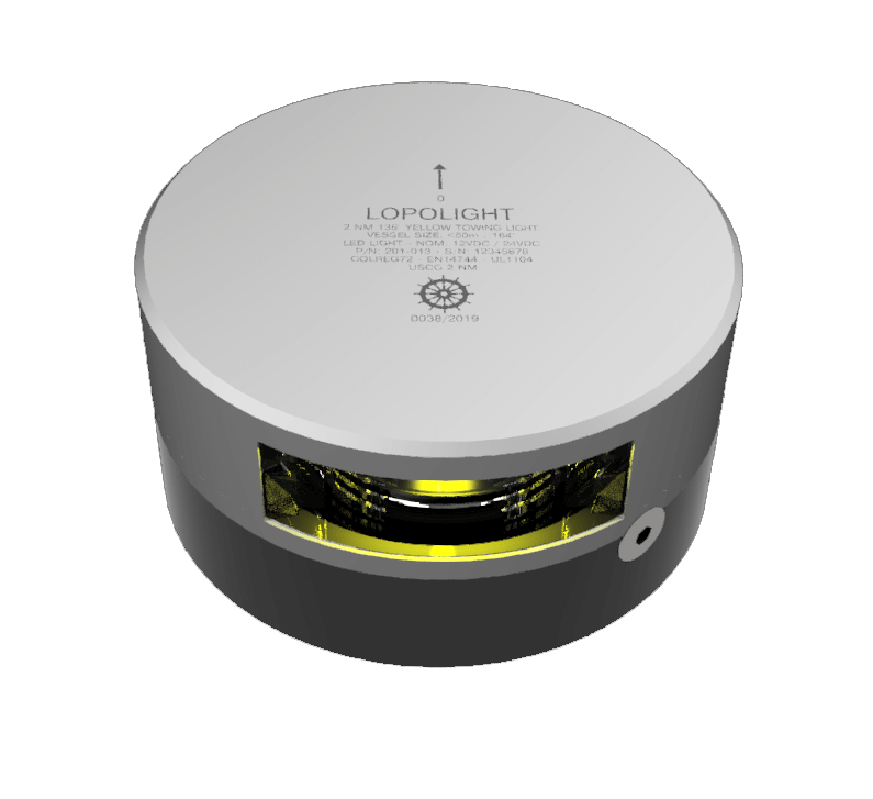 Lopolight 2nm 135° luz amarilla de remolque w/cable de 2,5 metros