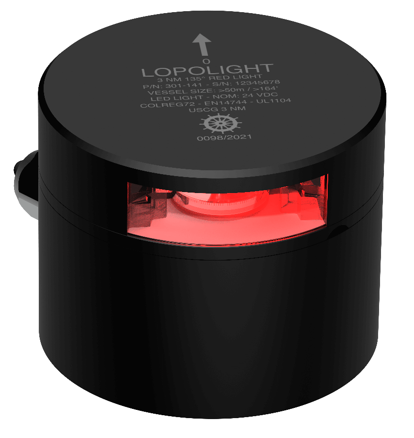 Lopolight 3nm 135° Rotes Suez-Stop-Licht, CD/CS Alu-Basis, schwarz