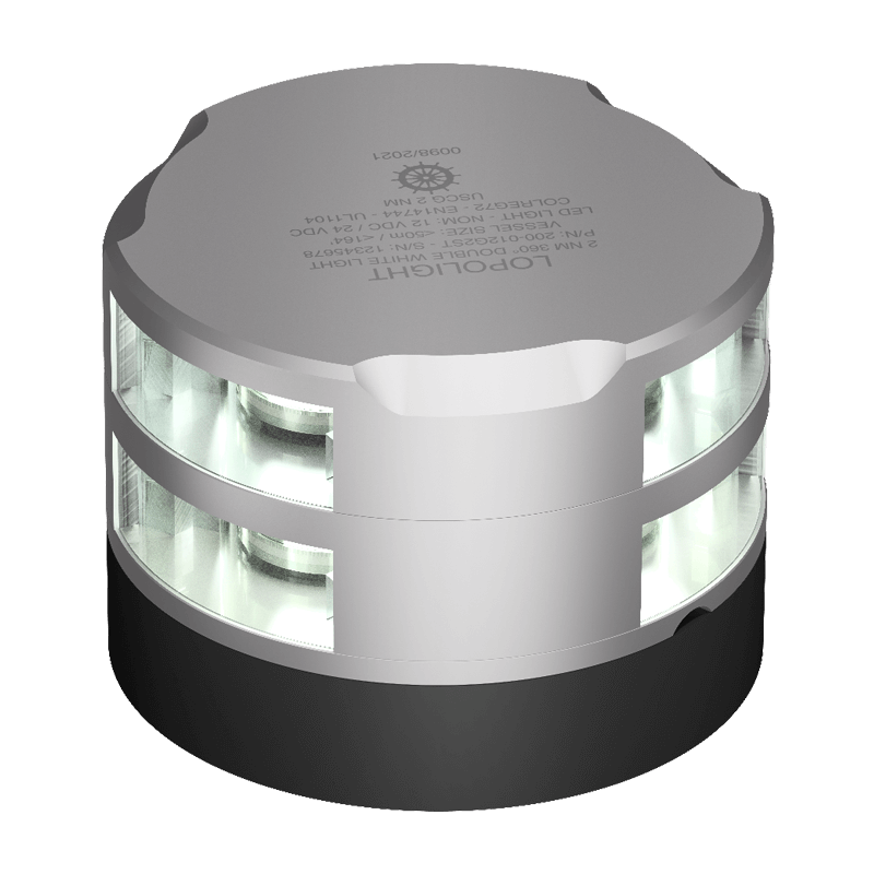 Lopolight 2nm 360° White, Double, silver anodized
