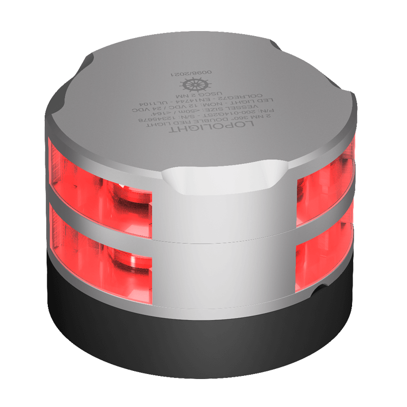 Lopolight 2nm 360° Red, Double, silver anodized