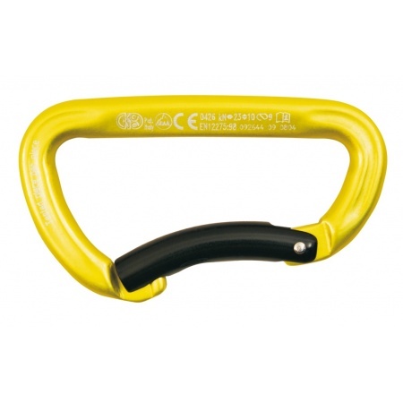 Kong Aluminum Carabiner TRAPPER BENT GATE Asymmetric Yellow/Black