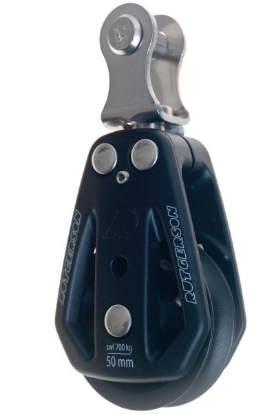 Rutgerson Block 60mm, Gleitlager, Einscheibig, Beweglicher Schäkel, 14mm Gabelbreite, 8mm Bolzen