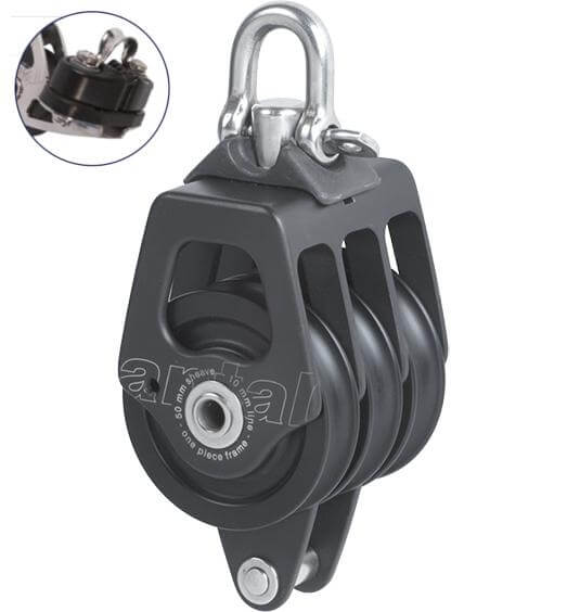Antal OPF Triple Block Ø50 with Becket, Cam Cleat and Shackle