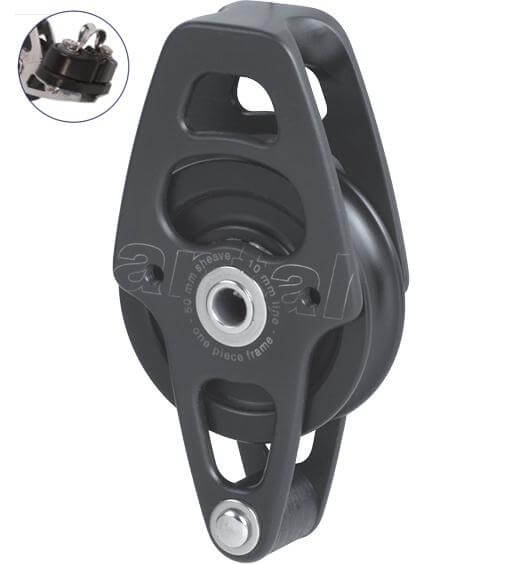 Antal OPF Poulie simple à sangle Ø50 avec ringot et taquet coinceur