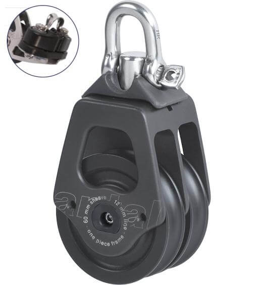 Antal OPF Double Block Ø60 with Cam Cleat and Shackle