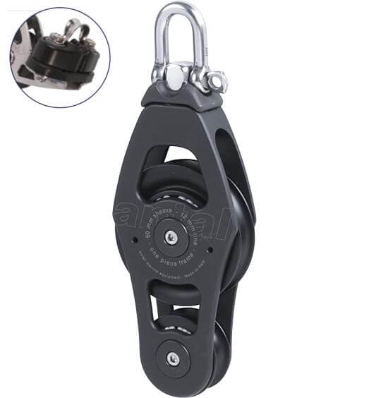 Antal OPF Motón violín Ø60 con mordaza (cam cleat) y grillete