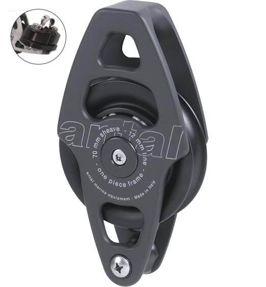 Antal OPF Poulie simple à sangle Ø70 avec ringot et taquet coinceur