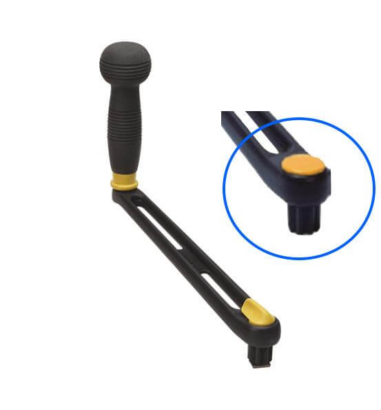 Manovella winch Antal - 250mm, Senza blocco, A pomello, Alluminio