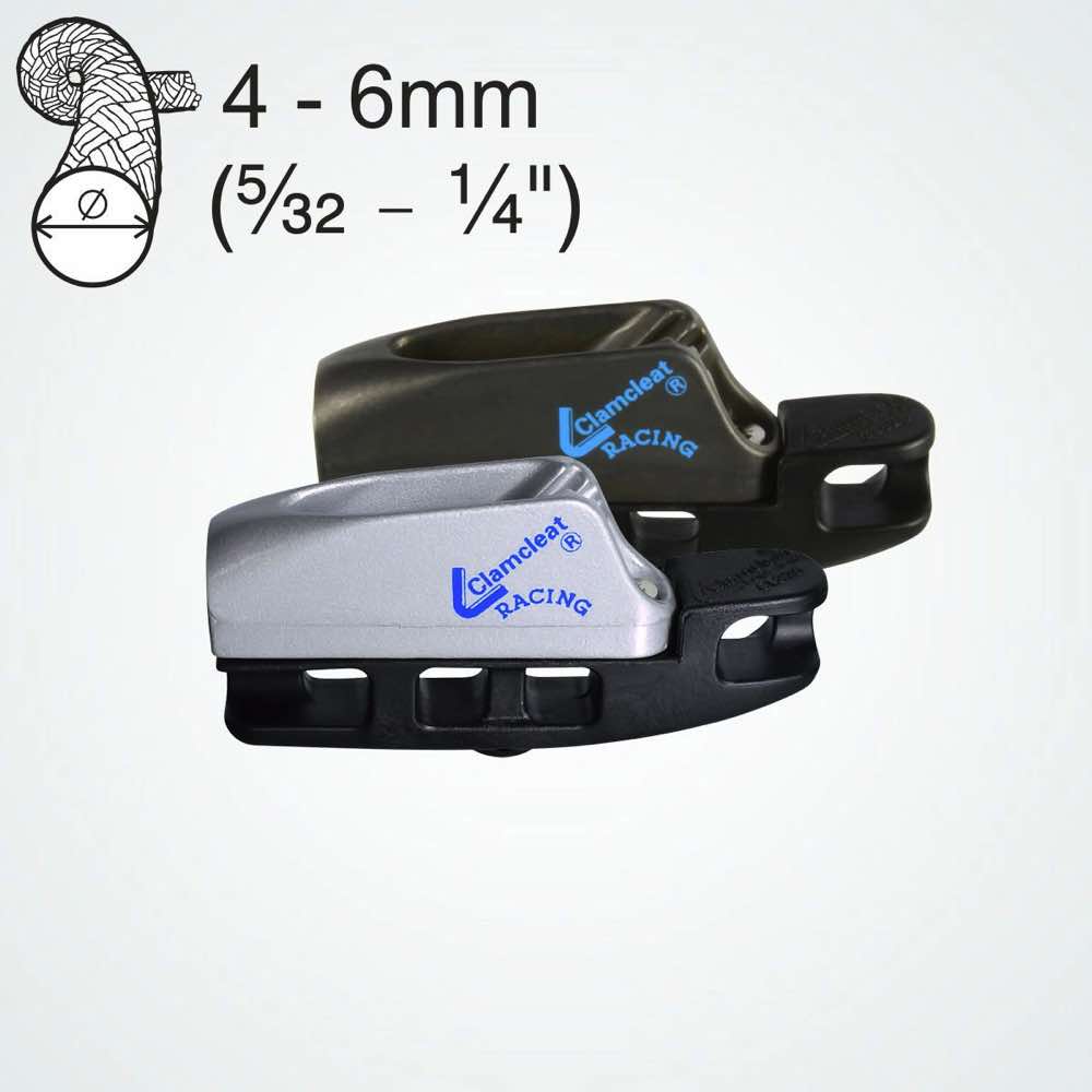 Clamcleat CL826-11 Base Aero avec taquet coinceur CL211 MK2 pour cordages de 4-6mm