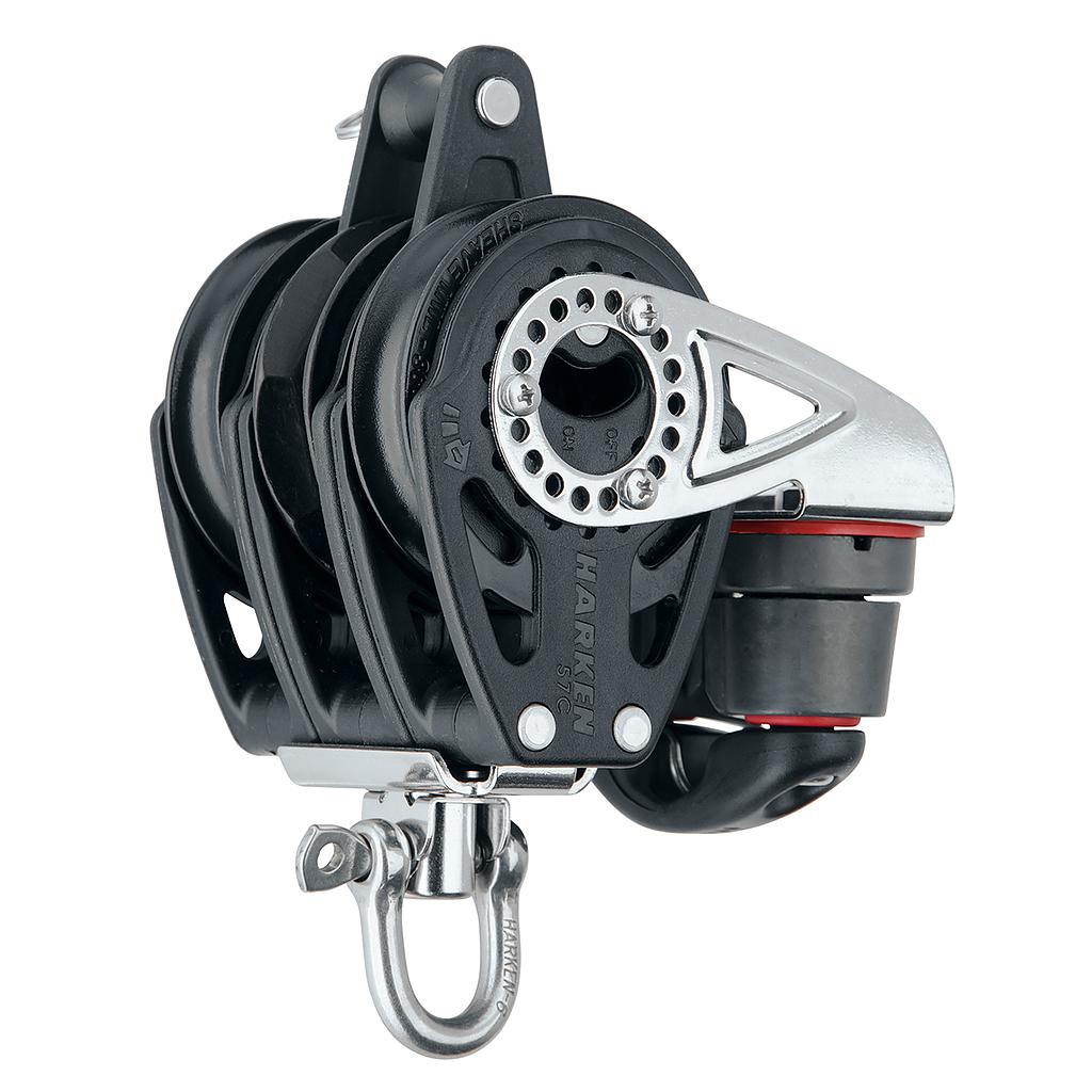 Harken 57mm Bozzello Triplo Carbo a cricchetto con Cam & Becket