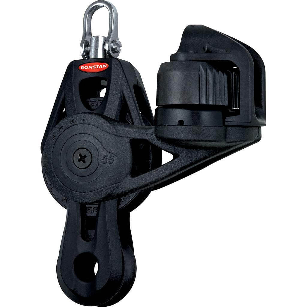 Ronstan S55 BB Orbitblock™ - becket, fiddle, adjustable cleat, swivel shackle head