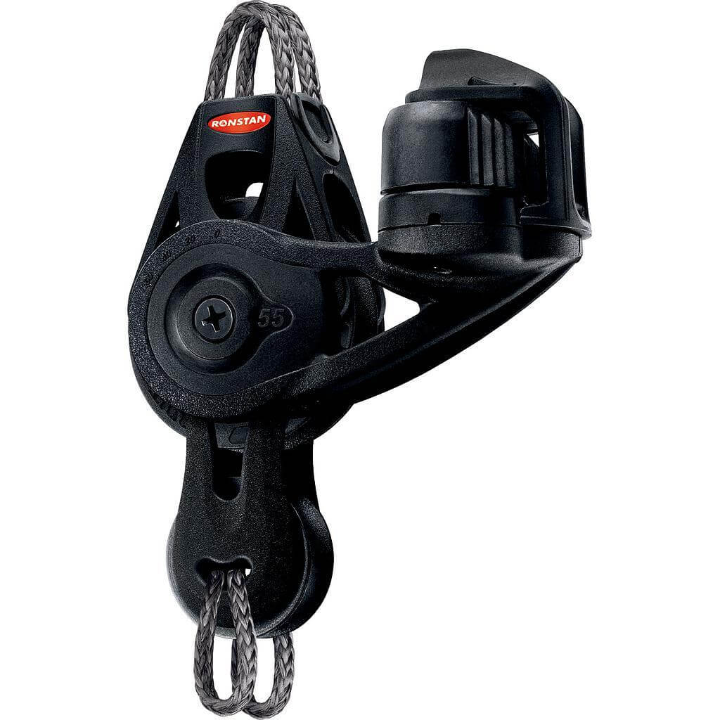Ronstan S55 BB Orbitblock™ - becket, fiddle, adjustable cleat, Dyneema® link head