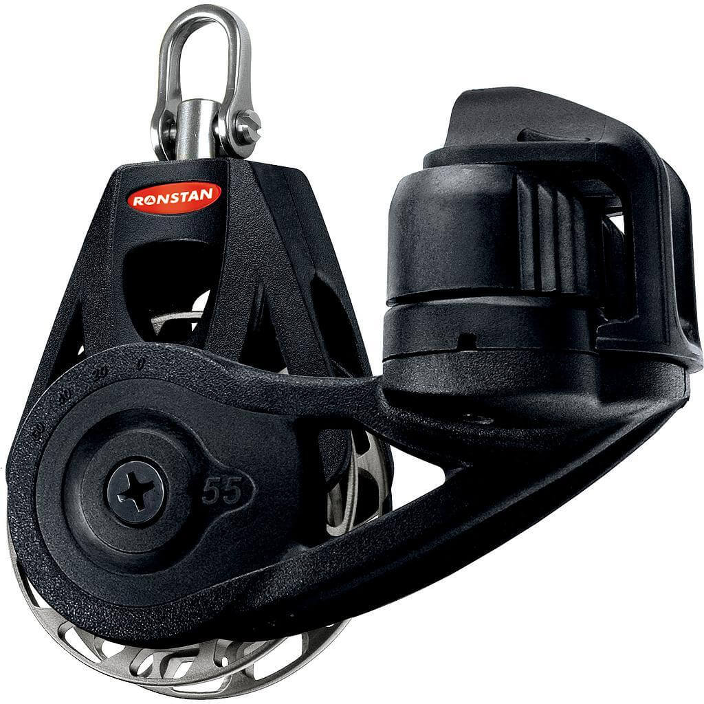 Ronstan S55 BB Ratchet Orbitblock™ - adjustable cleat, auto, swivel shackle head