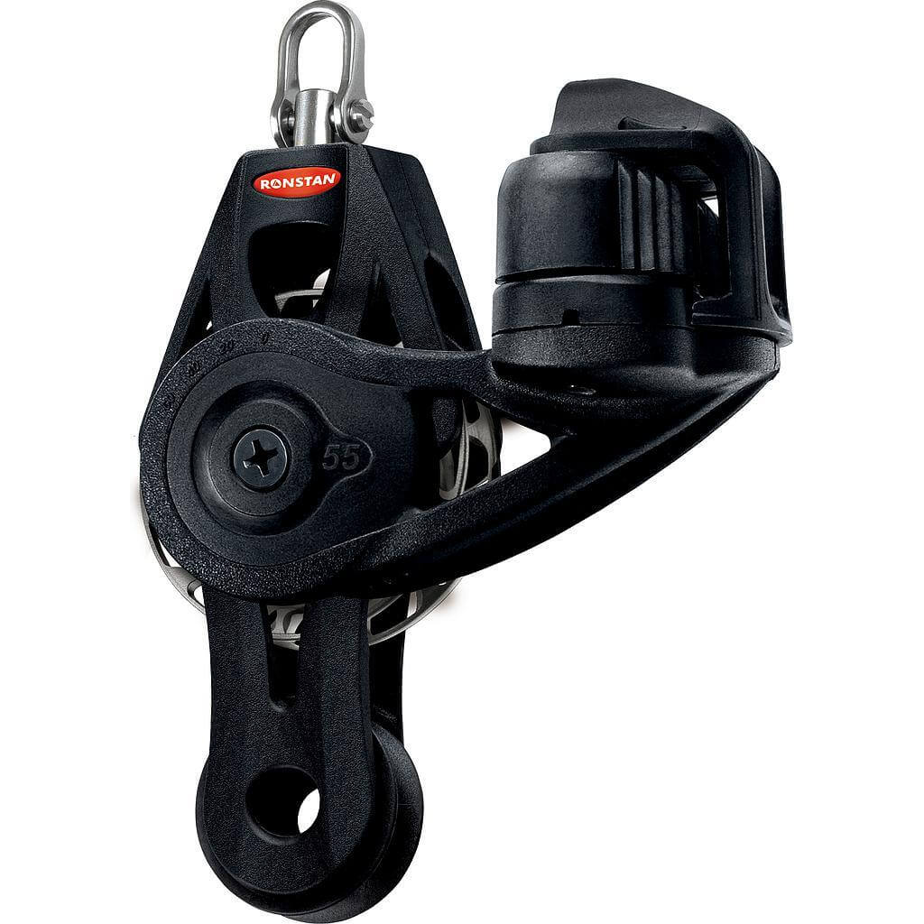 Ronstan S55 BB Ratchet Orbitblock™ - becket, fiddle, adjustable cleat, auto, swivel shackle head