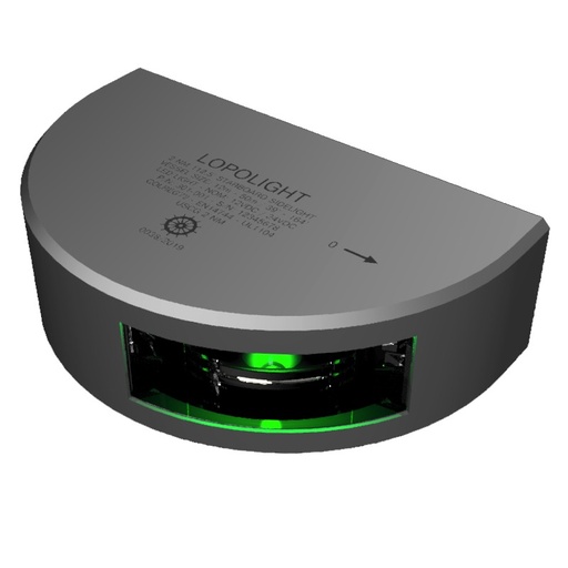 Lopolight 2nm 112.5° luz de costado de estribor, montaje vertical w/cable de 2,5 metros
