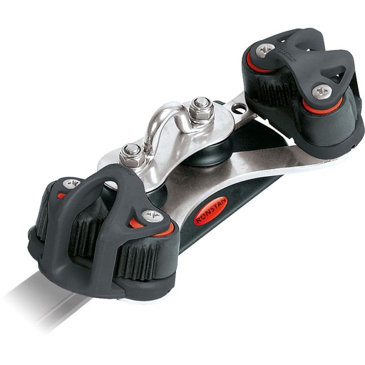 [R-RC12220] Chariot de rail de grand-voile Ronstan Série 22, 125mm, 2 poulies de commande, 2 taquets