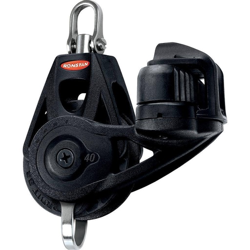 [R-RF45130] Ronstan Series 40 Ball Bearing Orbit Block™ - becket, adjustable cleat, swivel shackle head