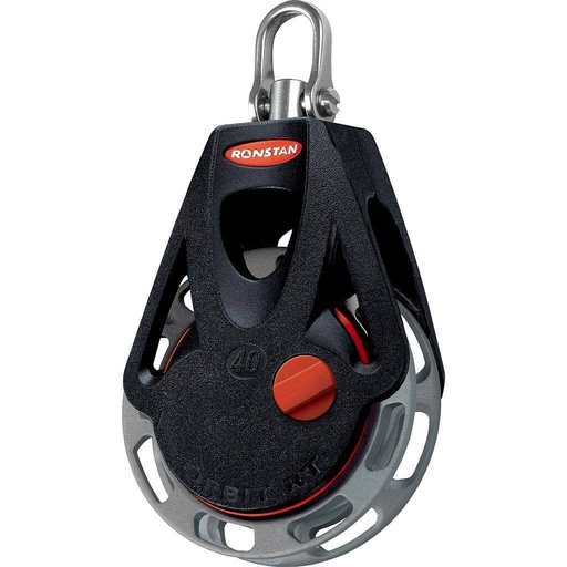 [R-RF46100M] Ronstan Series 40 Ball Bearing Ratchet Orbit Block™ - manual, swivel shackle head
