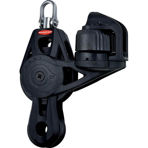 [R-RF55530] Ronstan S55 BB Orbitblock™ - becket, fiddle, adjustable cleat, swivel shackle head