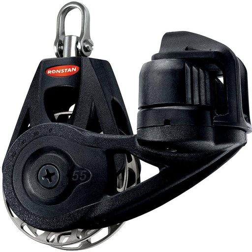 [R-RF56120] Ronstan S55 BB Ratchet Orbitblock™ - adjustable cleat, auto, swivel shackle head