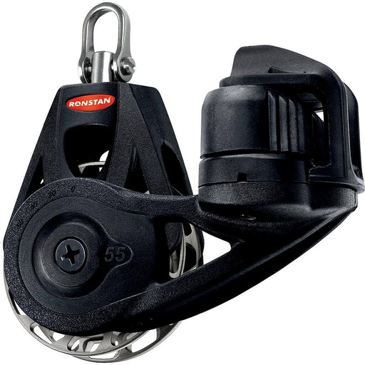 [R-RF56120] Ronstan Series 55 Ball Bearing Ratchet Orbit Block™ - strozzatore regolabile, automatico, testa con grillo girevole