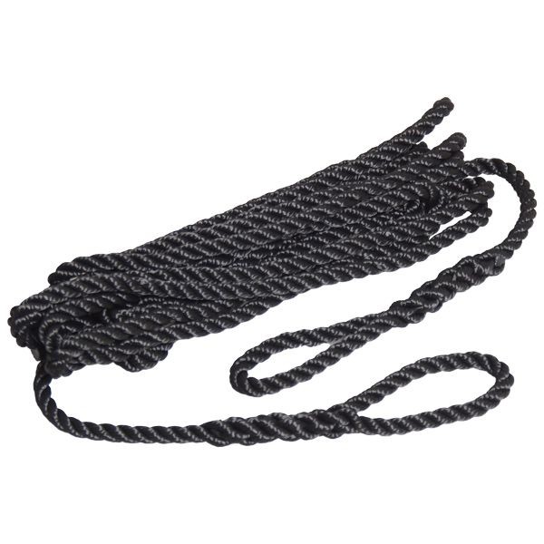 [RB-1031977] Robline cima per parabordo a 3 trefoli (coppia) - nero - 2.0m/10mm