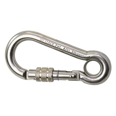 [KG-6312] KONG Gancio moschettone in acciaio inox con sicurezza a vite 120mm 