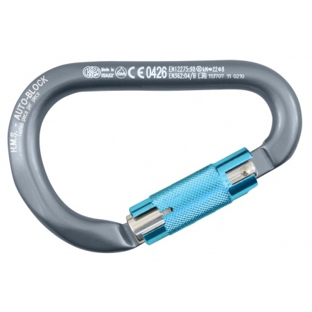 [KG-786DPB5VB] Kong Moschettone in alluminio HMS AUTO BLOCK Grigio/Bianco/Azzurro
