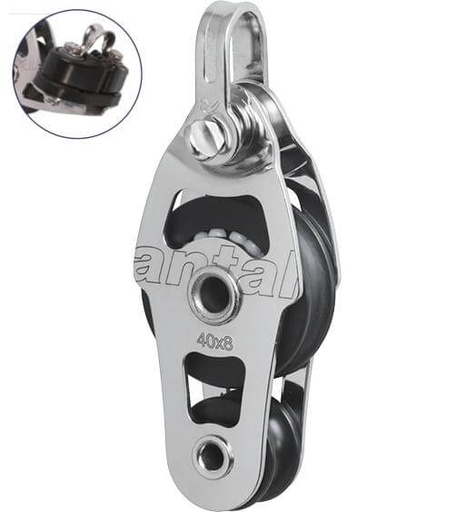 [AN-00430/C] Antal SS Violinblock Ø40 mit Klemmenklemme und Schäkel