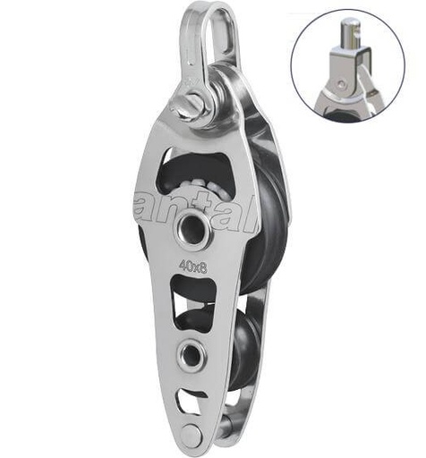 [AN-00431/SW] Antal SS Fiddle Block Ø40 with Becket, Swivel Head and Shackle