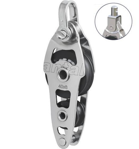 [AN-00431/SW] Antal SS Fiddle Block Ø40 with Becket, Swivel Head and Shackle