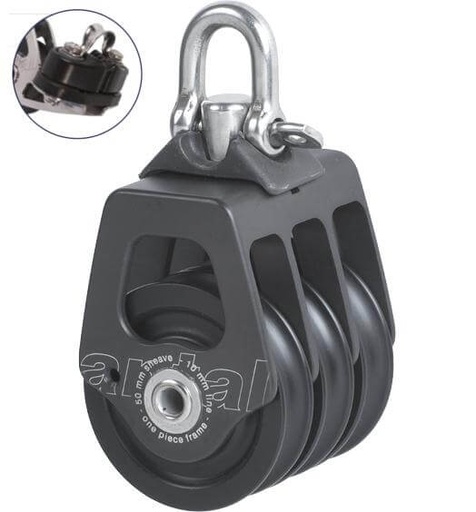 [AN-00505/C] Antal OPF Triple Block Ø50 with Cam Cleat and Shackle