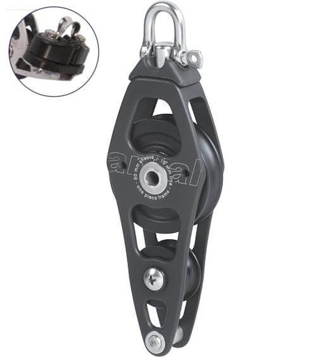 [AN-00508/C] Antal OPF Poulie violon Ø50 avec ringot, taquet coinceur et manille