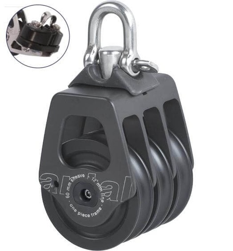[AN-00605/C] Antal OPF Triple Block Ø60 with Cam Cleat and Shackle