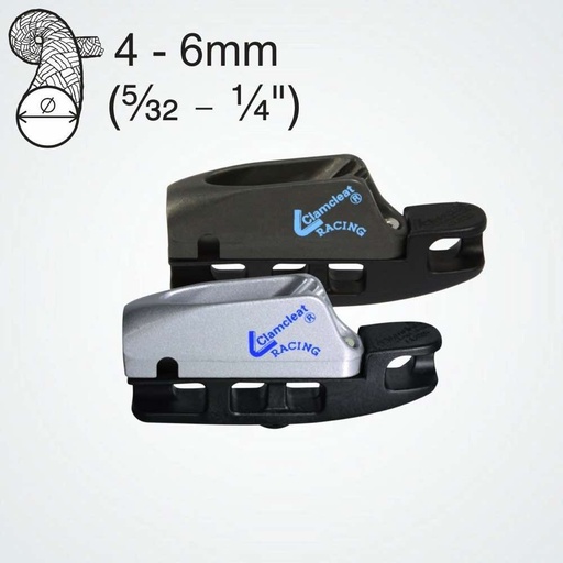 Clamcleat CL826-11/S2 Base Aero con mordaza CL211 MK2 para cabos de 4-6mm