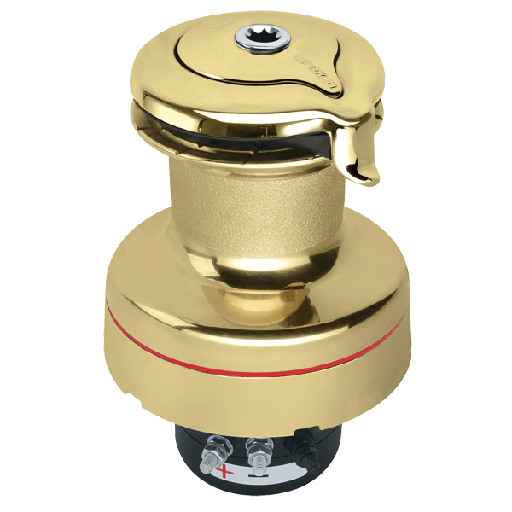 [H-900UPWBBB12] Harken 90 1-Speed Electric (Vertical) 12V Polished Bronze Unipower Radial Winch (1-Speed Manual)