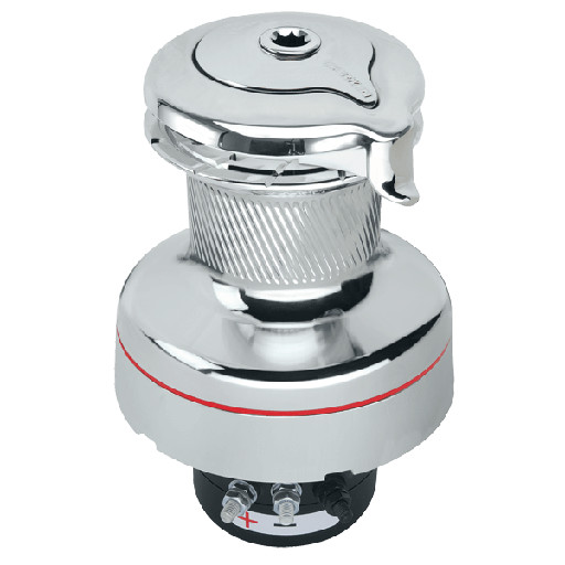[H-900UPWCCC12] Harken 90 1-Gang elektrisch (vertikal) 12V Vollchrom Unipower Radial Winsch (1-Gang manuell)
