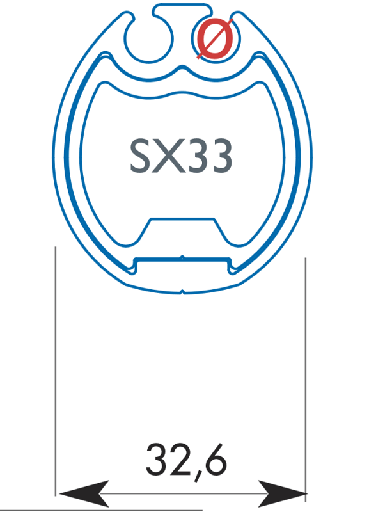 [F-FF-SX33] Facnor Sección de perfil SX33 - Redondeada