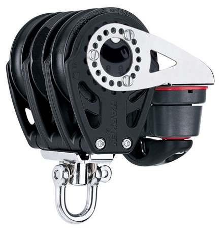 [H-2140] Harken 57mm Poulie triple Carbo Ratchamatic avec taquet coinceur
